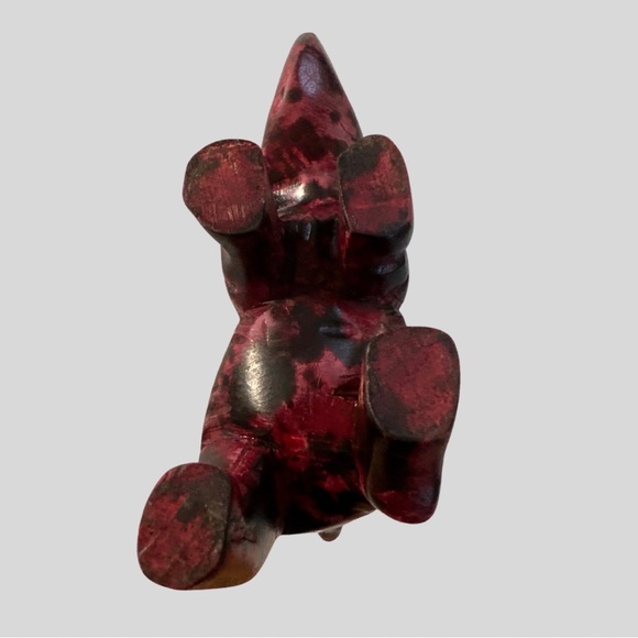 Rhino Hand Carved Wooden in Hues of Red and Black Small Shelf or Table Decor - Picture 8 of 16